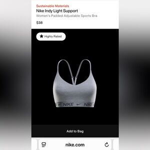 Nike Indy Light Support
Women's Padded Adjustable Sports Bra